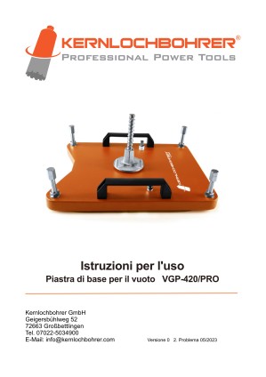 Istruzioni per l'uso per: piastra di base per vuoto VGP-420/PRO